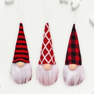 VALENTINE'S Day Gnome Plush Set of 3 Hanging Plush Ornament Red White Farmhouse
